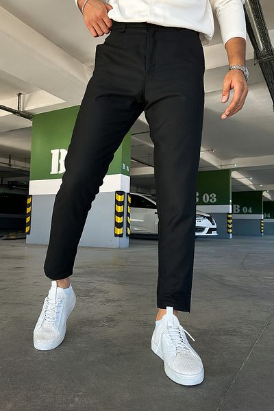 hello7 Pantaloni din țesătură neagră pentru bărbați, cu croiala italiană, potriviti pentru orice ocazie, stilați și confortabili