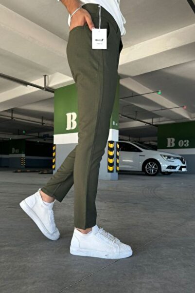 hello7 Ανδρικό ποιοτικό μαύρο χακί Lycra ιταλικό κομψό και άνετο υφασμάτινο παντελόνι για όλα τα μέσα