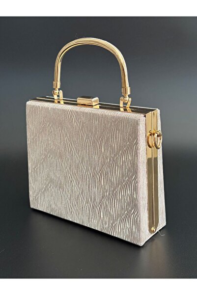 NAZART Women's Wavy Gold Evening Dress Clutch Chain Strap Hand Wedding Engagement Night Shoulder Bag