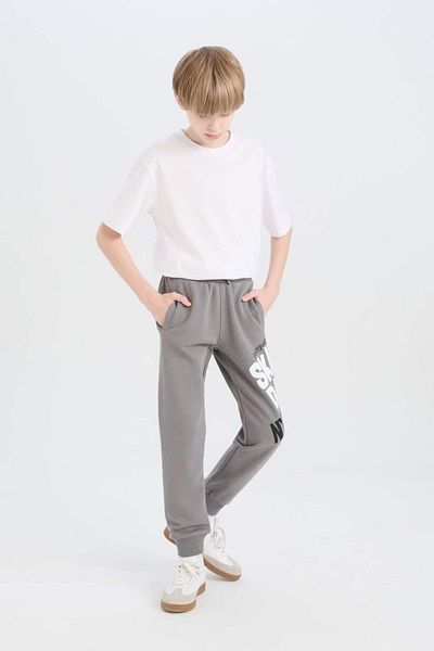 DeFacto Pantaloni de sport imprimați pentru băieți, cu talie elastică și picioare D9927A825SP