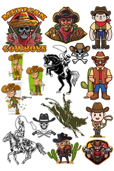 Reysa Tasarım مجموعة ملصقات رعاة البقر 3 18 قطعة هاتف، جهاز لوحي، كمبيوتر محم...