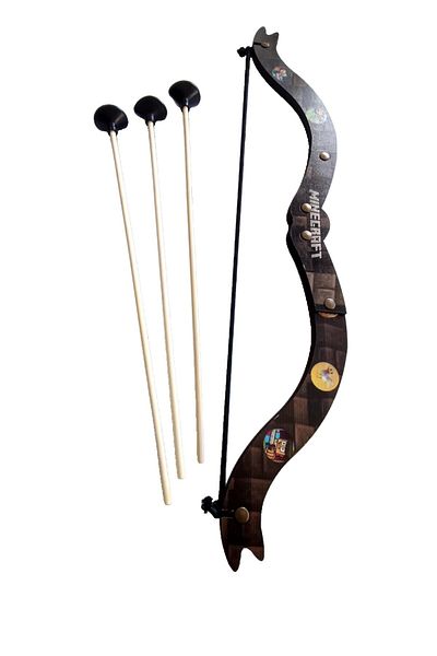 Ahtek Natural Wood Minecraft Printed Bow + 3 Arrows