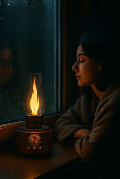 Zineets Gaz Lambası Görünümlü Nostaljik Radyo Fm Bluetooth Hoparlör Vintage Işıklı Usb Sd