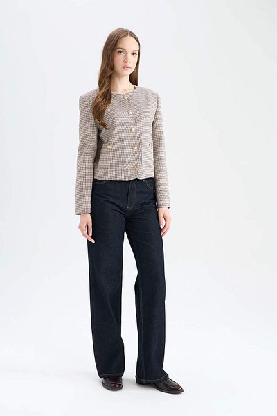DeFacto Jachetă blazer cu decolteu cu model geometric E5231AX24CW