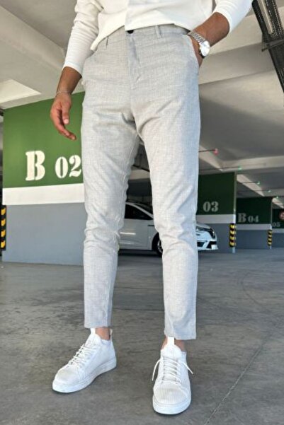 hello7 Erkek Kaliteli Açık Gri Renk Likralı Italyan Kesim Her Ortama Uygun Şık Ve Rahat Kumaş Pantolon