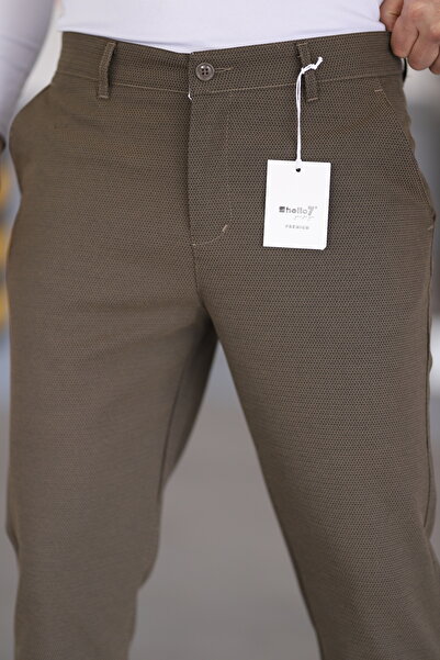 hello7 Ανδρικό λινό παντελόνι Anthracite Slim Fit Flexible Lycra