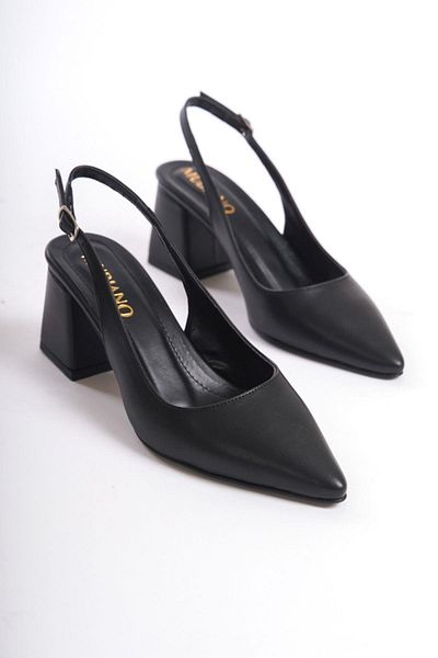 Mubiano MBZFR5025-S Pantofi cu toc negru pentru femei, cu toc bloc scurt