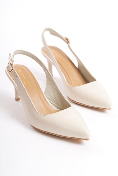 Mubiano Collection Mubiano Hakiki Deri Collection Kadın Topuklu Stiletto & Ayakkabı Bej -MCRGN80124-BJ