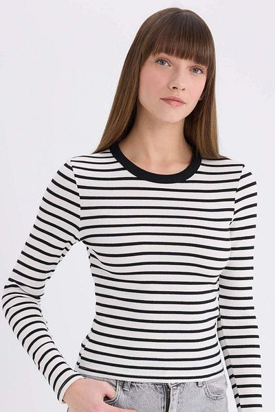 DeFacto Tricou cu mânecă lungă cu dungi D3754AX25SP
