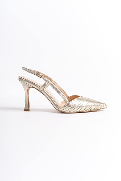Mubiano Collection Mubiano Hakiki Deri Collection Kadın Topuklu Stiletto & Ayakkabı Dore -MCBRG5738-DR