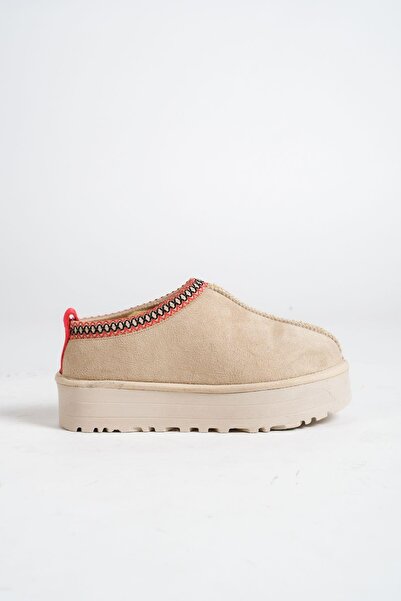 Mubiano MB4040-BJ Women's Winter Thick Sole Furry Suede Beige Slippers & Home Shoes