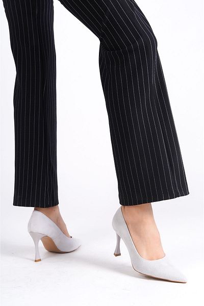 Mubiano Piele autentică MB970-GR Pantofi stiletto și tocuri din piele intoarsa gri pentru femei cu toc subțire de 9 cm