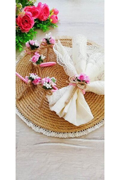 CWolf Pink Flower Bunch 6-Piece Napkin Ring