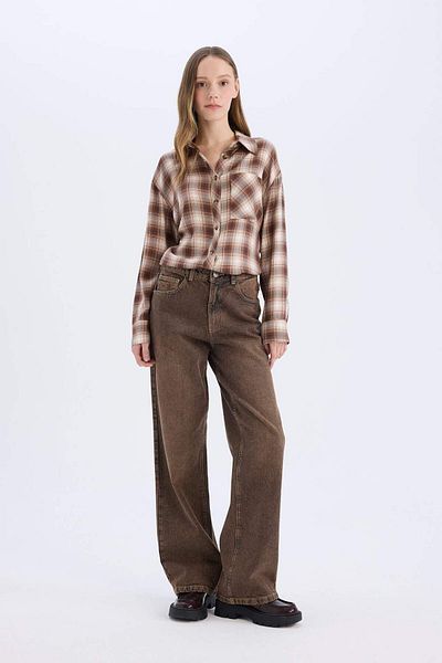 DeFacto Cămașă cu mânecă lungă din flanel cu carouri oversize Coool E4593AX25SP