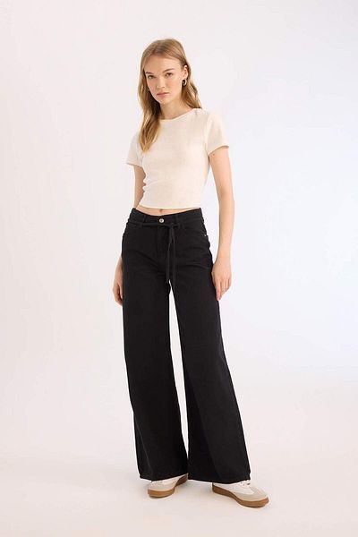 DeFacto Coool Wide Leg High Waist Gabardine Pants E1794Ax25Sp