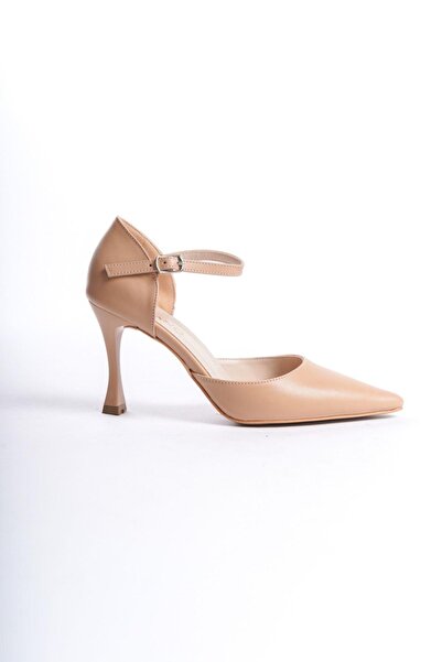 Mubiano MBHRN940-N Kadın Sivri Burun Bilekten Bağlı Nude Yüksek Topuklu Ayakkabı & Stiletto