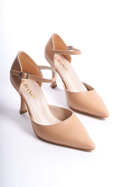 Mubiano MBHRN940-N Kadın Sivri Burun Bilekten Bağlı Nude Yüksek Topuklu Ayakkabı & Stiletto