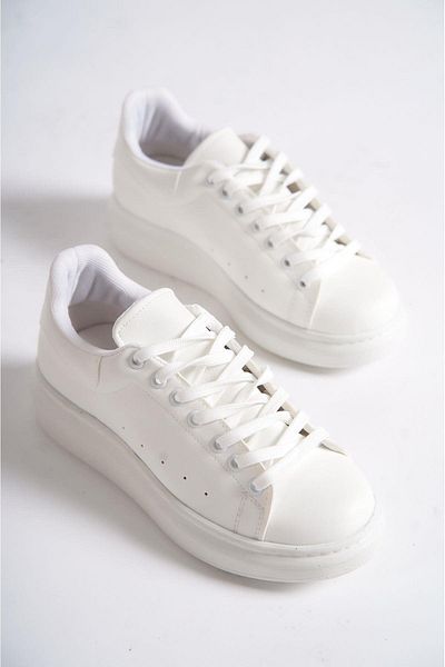 Mubiano MBMKQ200-BB Pantofi sport și pantofi sport cu talpă groasă pentru femei, alb/alb