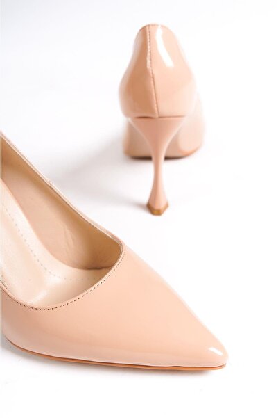 Mubiano Hakiki Deri MB972-N Kadın İnce 9 cm Topuklu Rugan Nude Stiletto & Topuklu Ayakkabı