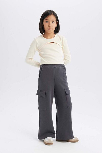 DeFacto Pantaloni de sport pentru fete, cu elastic, cu buzunare cargo E0026A825SP
