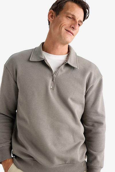 DeFacto Relaxed Fit Polo Neck Zip Sweatshirt E5333Ax24Wn