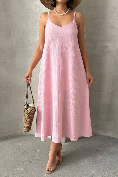İLKCET MODA Casual γυναικείο φόρεμα με εσωτερική γραμμή και ρυθμιζόμενο λουράκι
