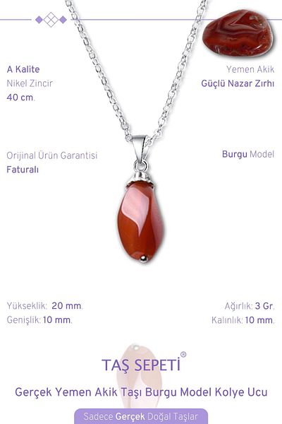 TAŞ SEPETİ Real Yemen Agate Stone Evil Eye Armor Auger Model Pendant