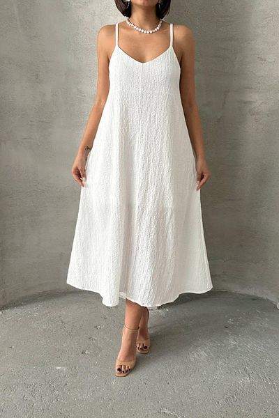 İLKCET MODA Casual γυναικείο φόρεμα με εσωτερική γραμμή και ρυθμιζόμενο λουράκι