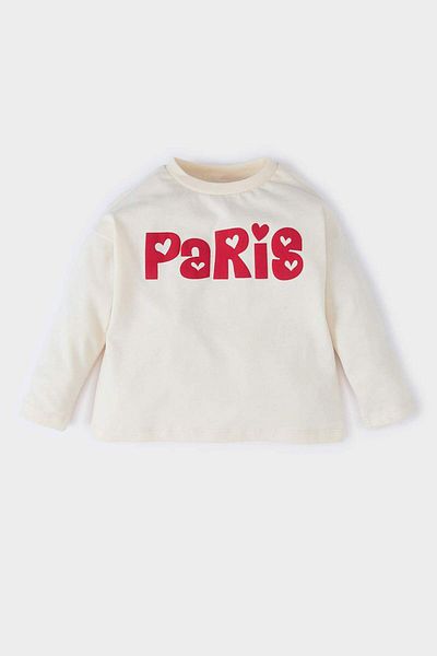 DeFacto Baby Girl Crew Neck Printed Long Sleeve T-Shirt D7870A525Sp