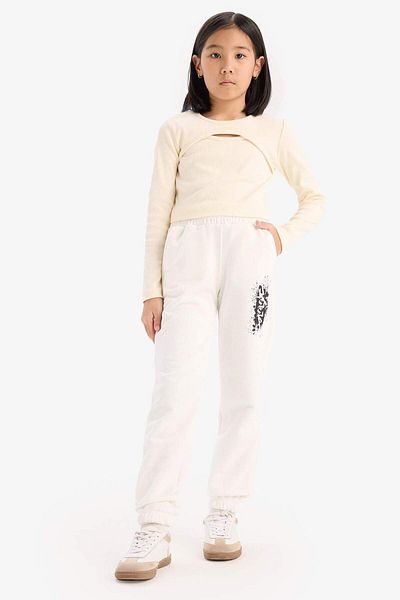 DeFacto Pantaloni de sport Jogger imprimați cu talie elastică pentru fete E0025A825SP