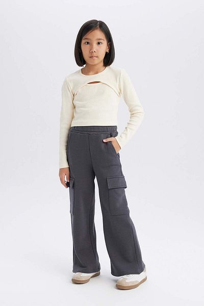 DeFacto Pantaloni de sport pentru fete, cu elastic, cu buzunare cargo E0026A825SP