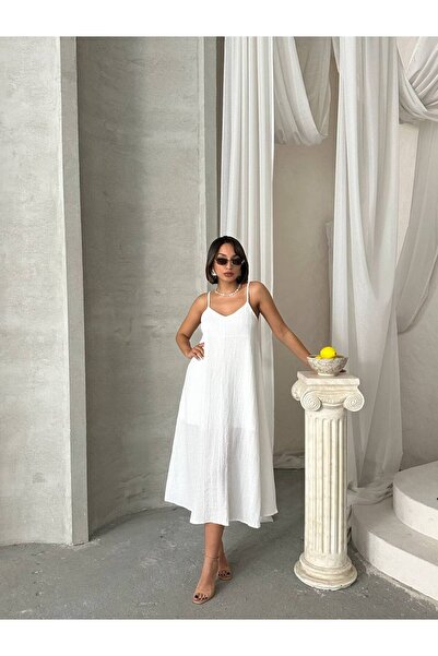 İLKCET MODA Casual Women's Dress with Inner Lining and Adjustable Straps