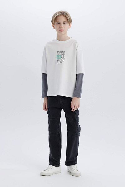 DeFacto Boy Oversize Wide Fit Crew Neck Long Sleeve T-Shirt D7702A825Sp