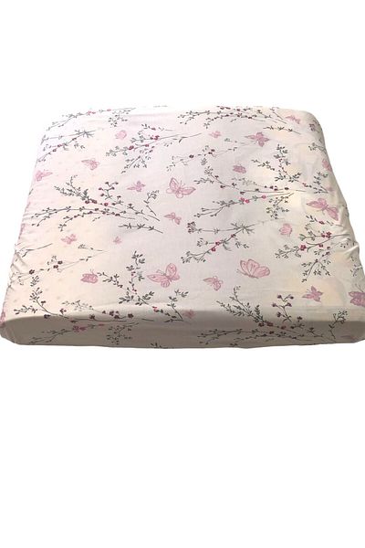 Lia's Boutique Cearceaf patut, bumbac 100%, dimensiuni 60 x 120 x 10 cm, model roz cu crengute