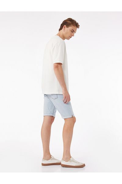 Koton Folded Leg Pocket Detailed Cotton Slim Fit Jean Shorts
