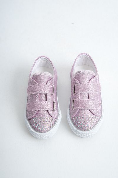 KATEYLER Lilac Glitter Velcro Lighted Orthopedic Girls' Sports Shoes, Girls' Casual Shoes 21-30 Lighted