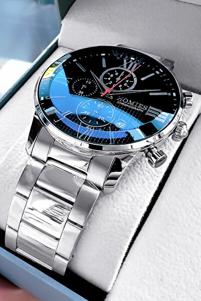 Homies Men's Wristwatch All Functions Active Waterproof Silver Color Steel Ba...