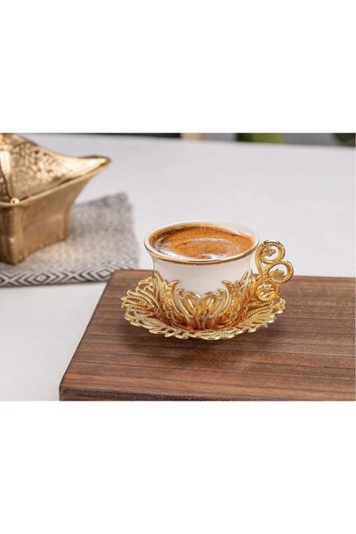 E orient طقم تقديم القهوة التركية مكون من 2 فناجين قهوة معدنية