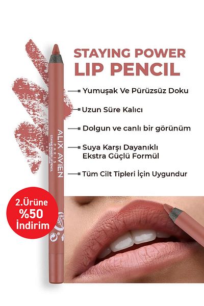 Alix Avien Waterproof Soft Lip Liner - Staying Power Lip Pencil 65 Rusty Rose