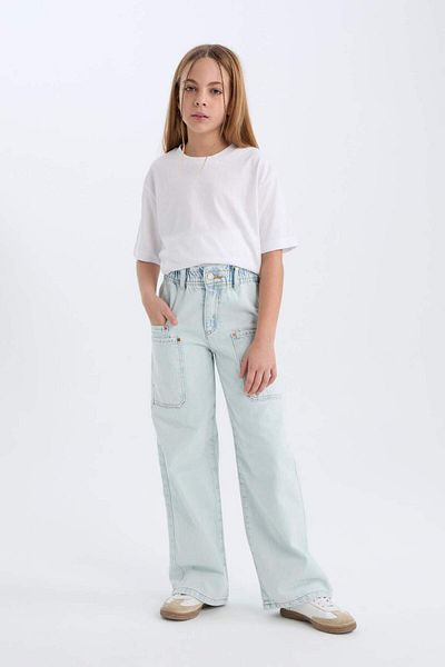DeFacto Pantaloni din bumbac cu picior lat pentru fete D7110A825SP