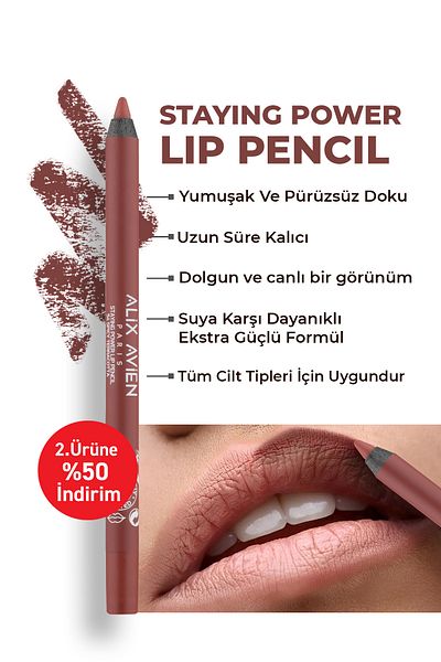 Alix Avien Staying Power Lip Pencil 54 Spicy Terracotta - Waterproof, Soft Lip and Long-Lasting