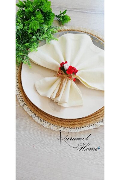 Karamelhome Red 6-Piece Flower Bunch Napkin Ring Ring