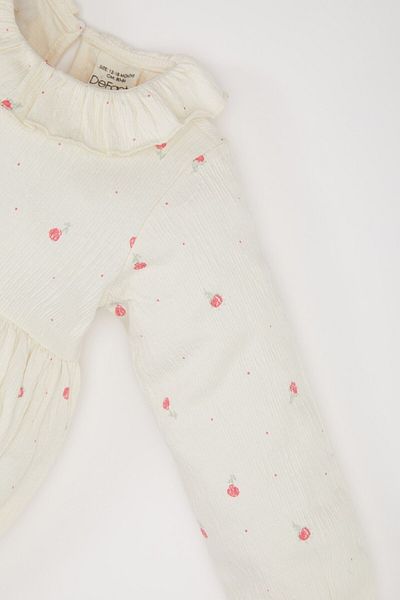 DeFacto Baby Mädchen Neugeborenen Blumen Langarm Body mit Druckknopf D9092A525SP