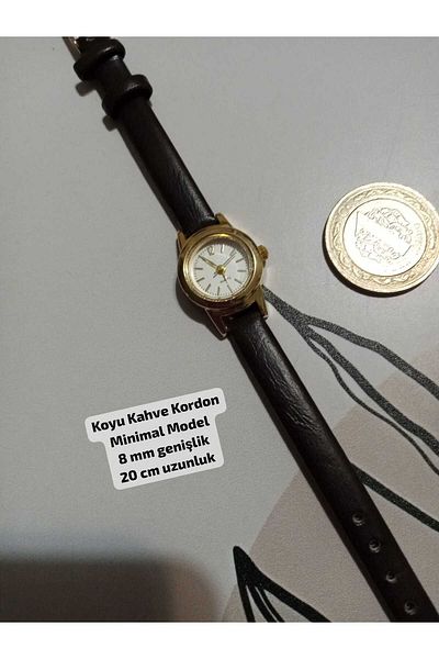 QUARTZ ساعة VINTAGE موديل بسيط هيكل ذهبي حبل رفيع 0116