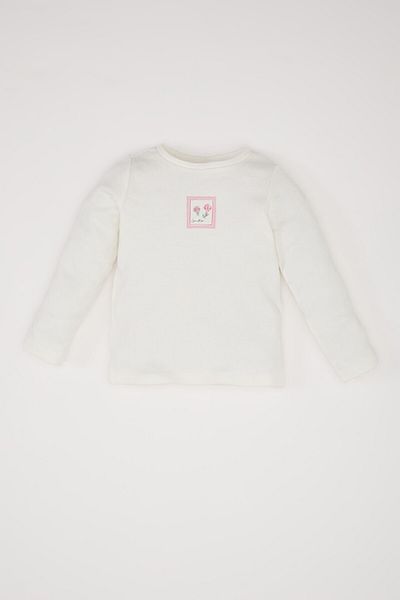 DeFacto Baby-Mädchen-Set mit 2 Blumen-Langarm-T-Shirts aus Crinkle-Stoff, Salopet-Strampler D9094A525SP