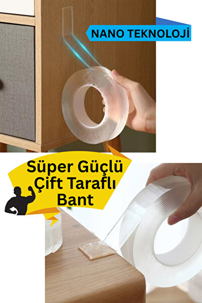 Shopura Süper Güçlü Çift Taraflı Bant - Nano Bant - Şeffaf Dekorasyon Bandı