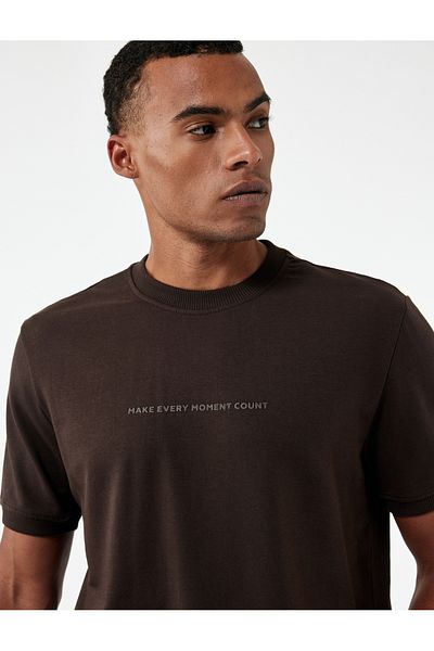 Koton Tricou cu mânecă scurtă, cu decolteu, din bumbac, cu imprimeu