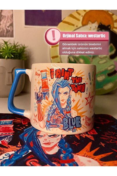 westartic ARCANE Jinx Renkli Baskılı Kupa Bardak Çay Kahve Fincanı