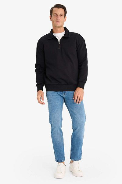 DeFacto Relaxed Fit Polo Neck Zip Sweatshirt E5333Ax24Wn