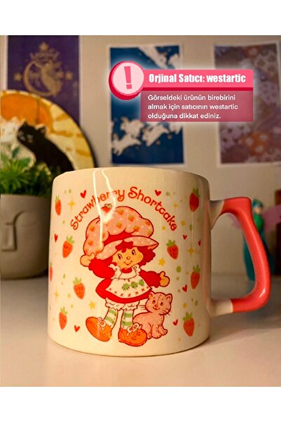 westartic Çilek Kız Strawberry Shortcake Nostaljik Baskılı Kupa Bardak Çay Kahve Fincanı